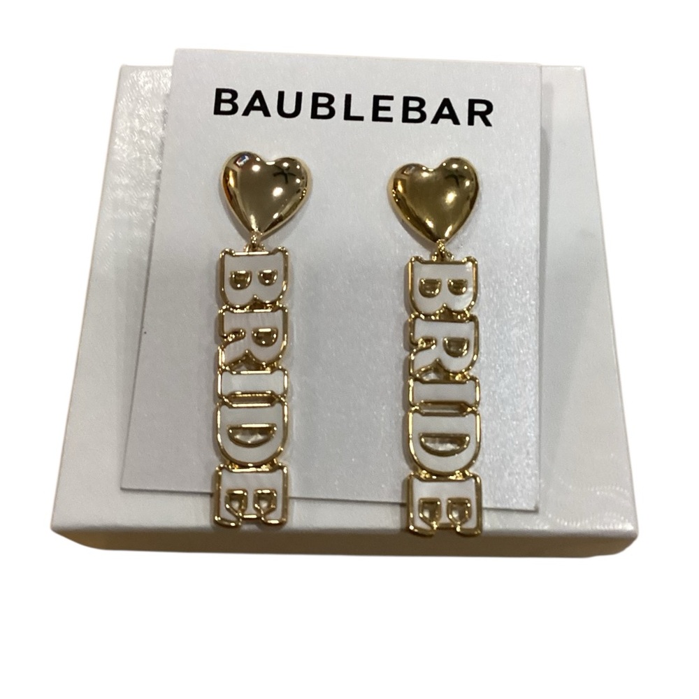 BaubleBar Gold Heart Bride Earrings